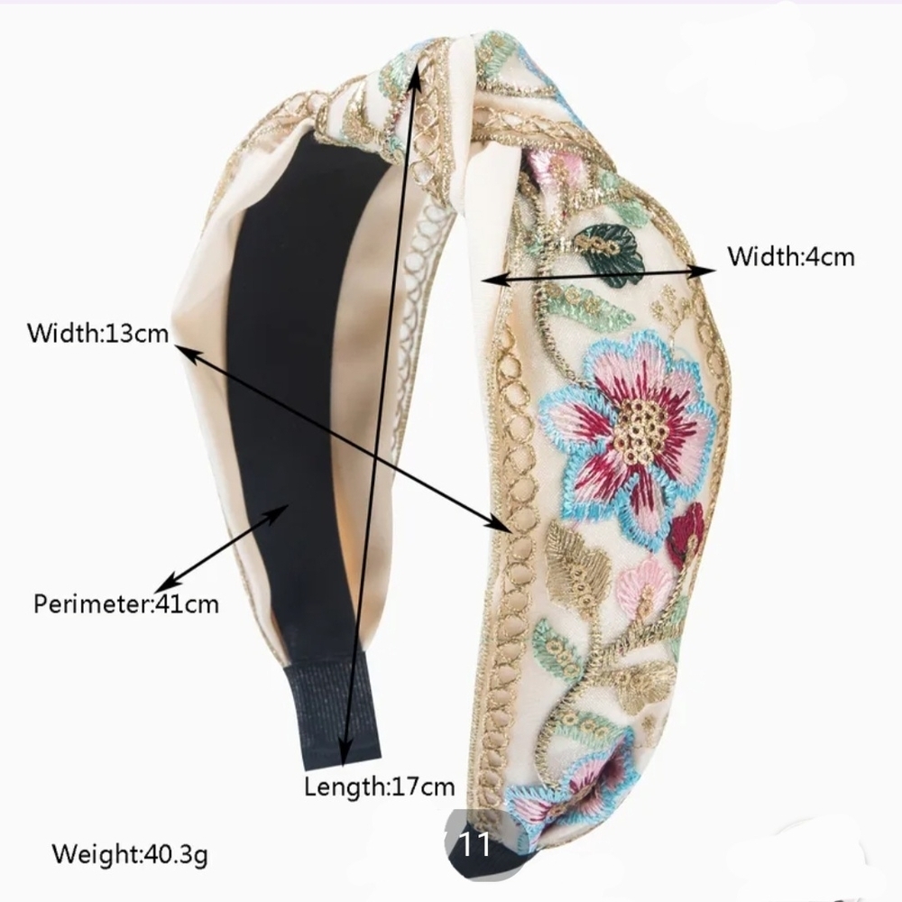 SEE OTHER LISTINGS IN YELLOW & PURPLE Headband Floral Embroidered - Pink Blue - Picture 7 of 13
